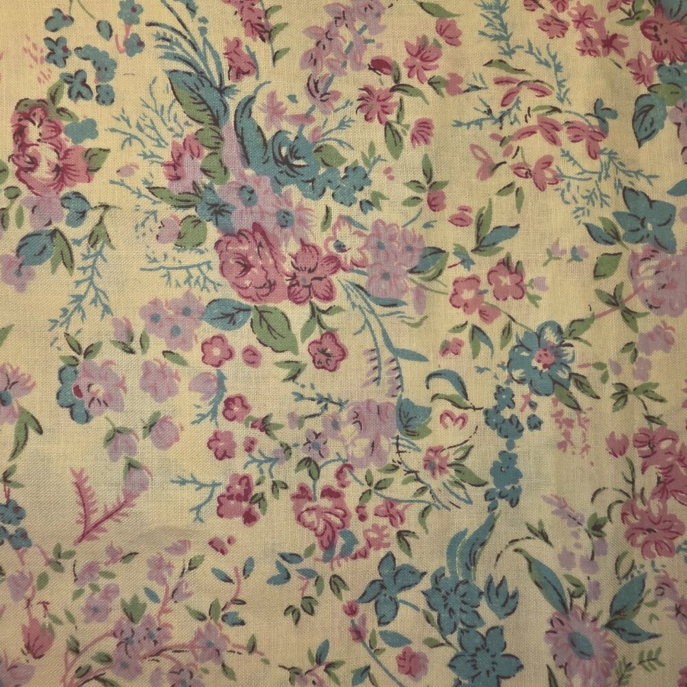 2 Yards 18" x 42" Vintage Floral on Yellow Cotton Quilting Fabric